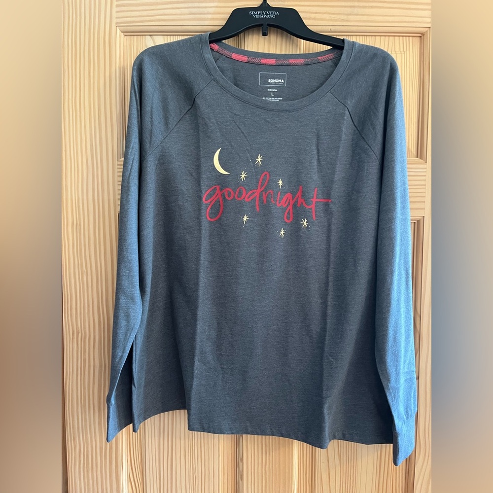 Sonoma Dark Gray Long Sleeve Pajama Top‎ Size Large